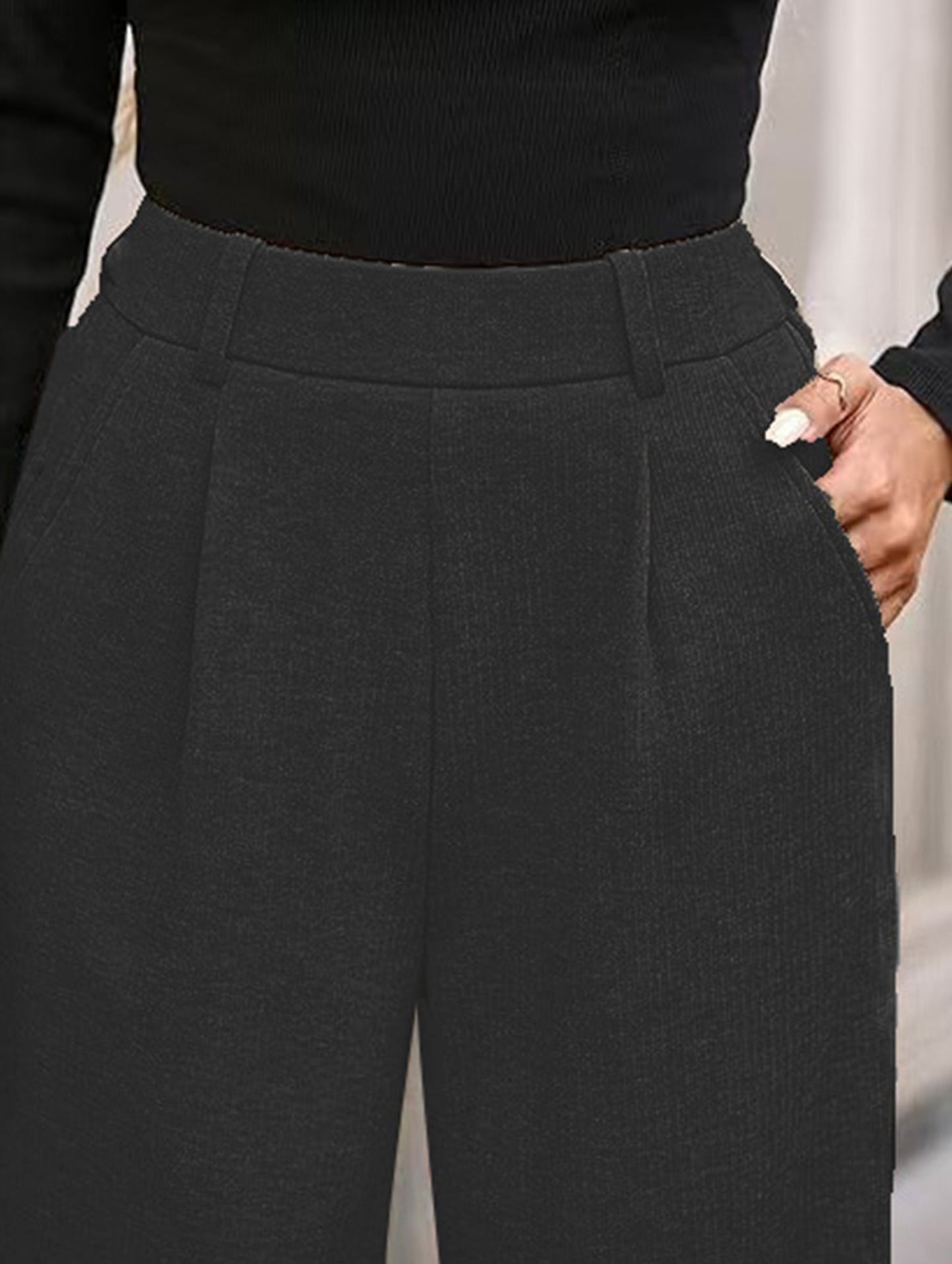 Versatile solid color straight wide-leg pants