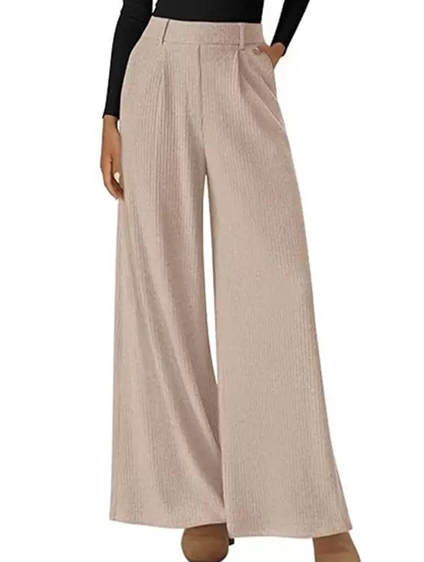 Versatile solid color straight wide-leg pants