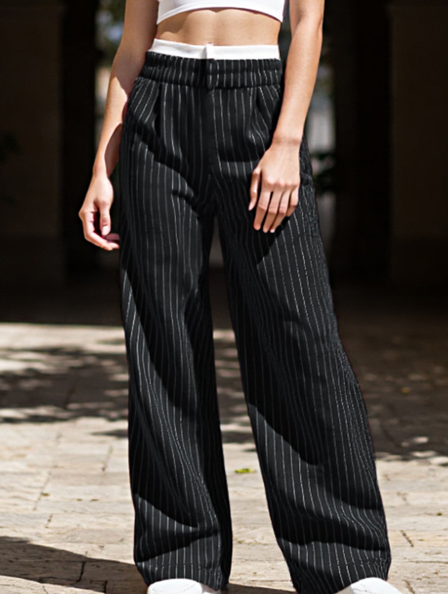 Simple high-waisted straight-leg pants