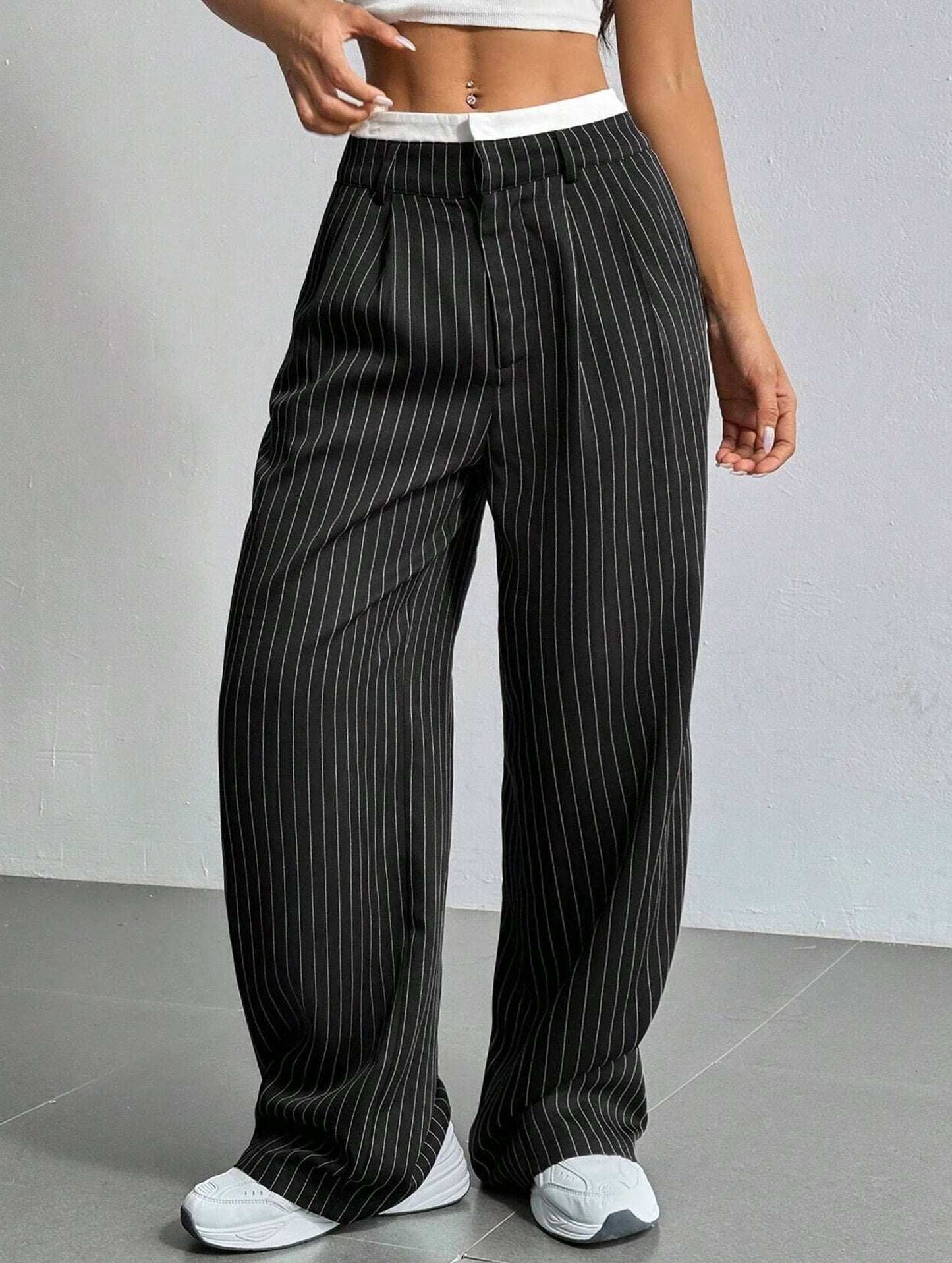 Simple high-waisted straight-leg pants