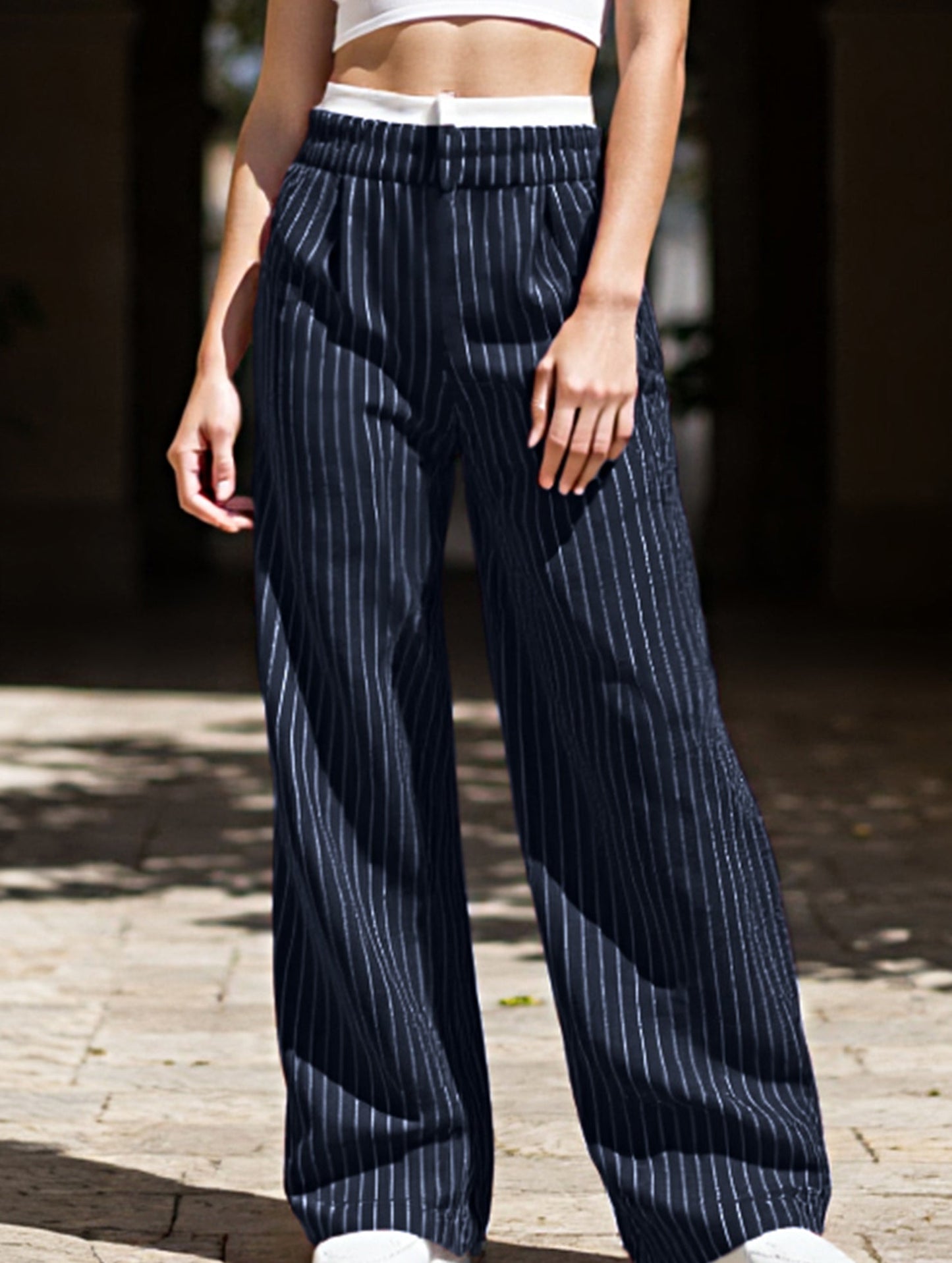 Simple high-waisted straight-leg pants