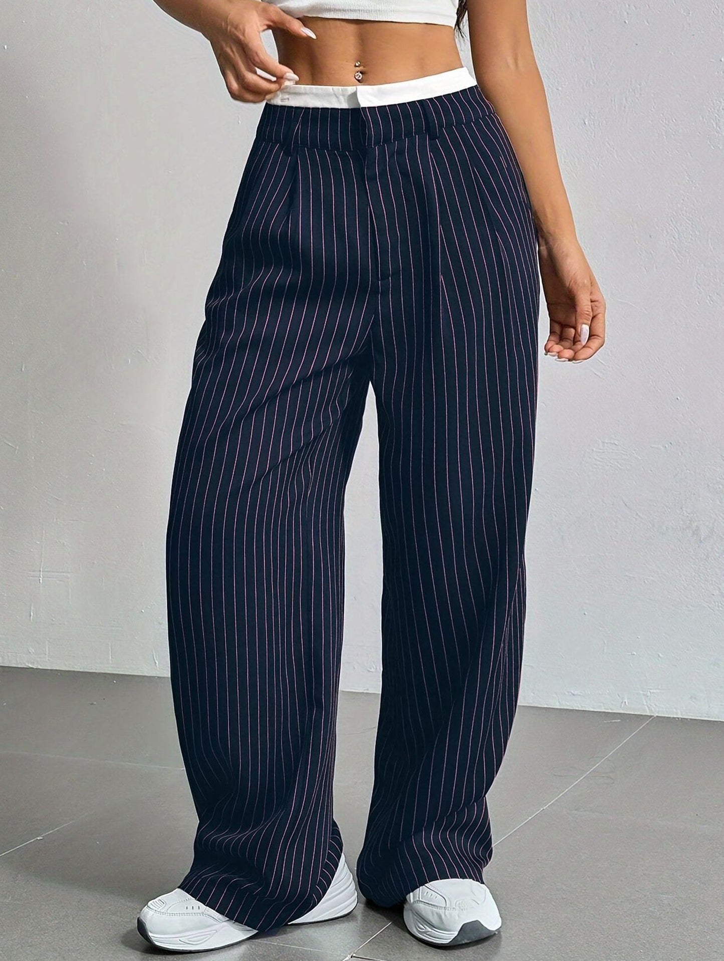 Simple high-waisted straight-leg pants