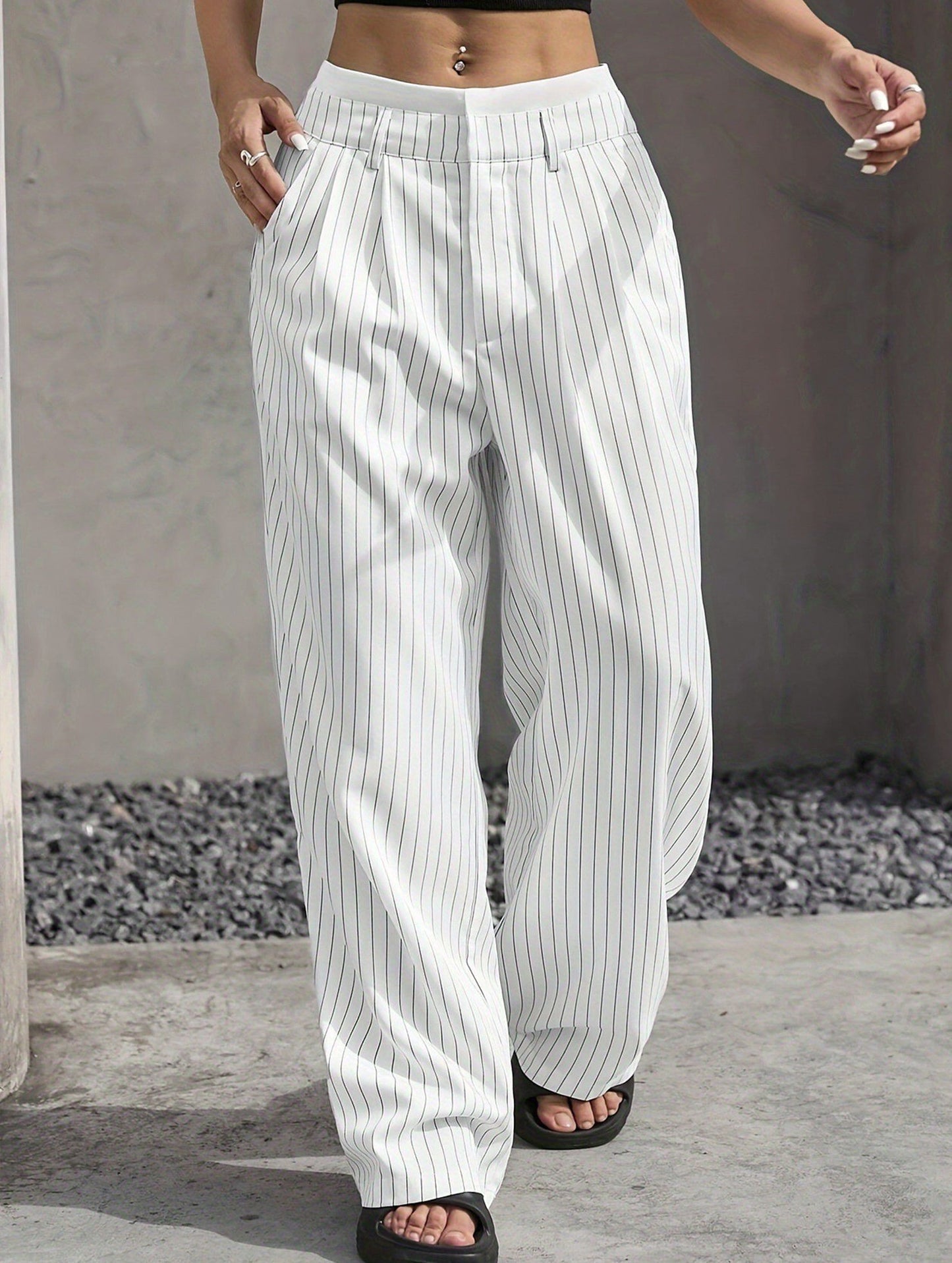 Simple high-waisted straight-leg pants