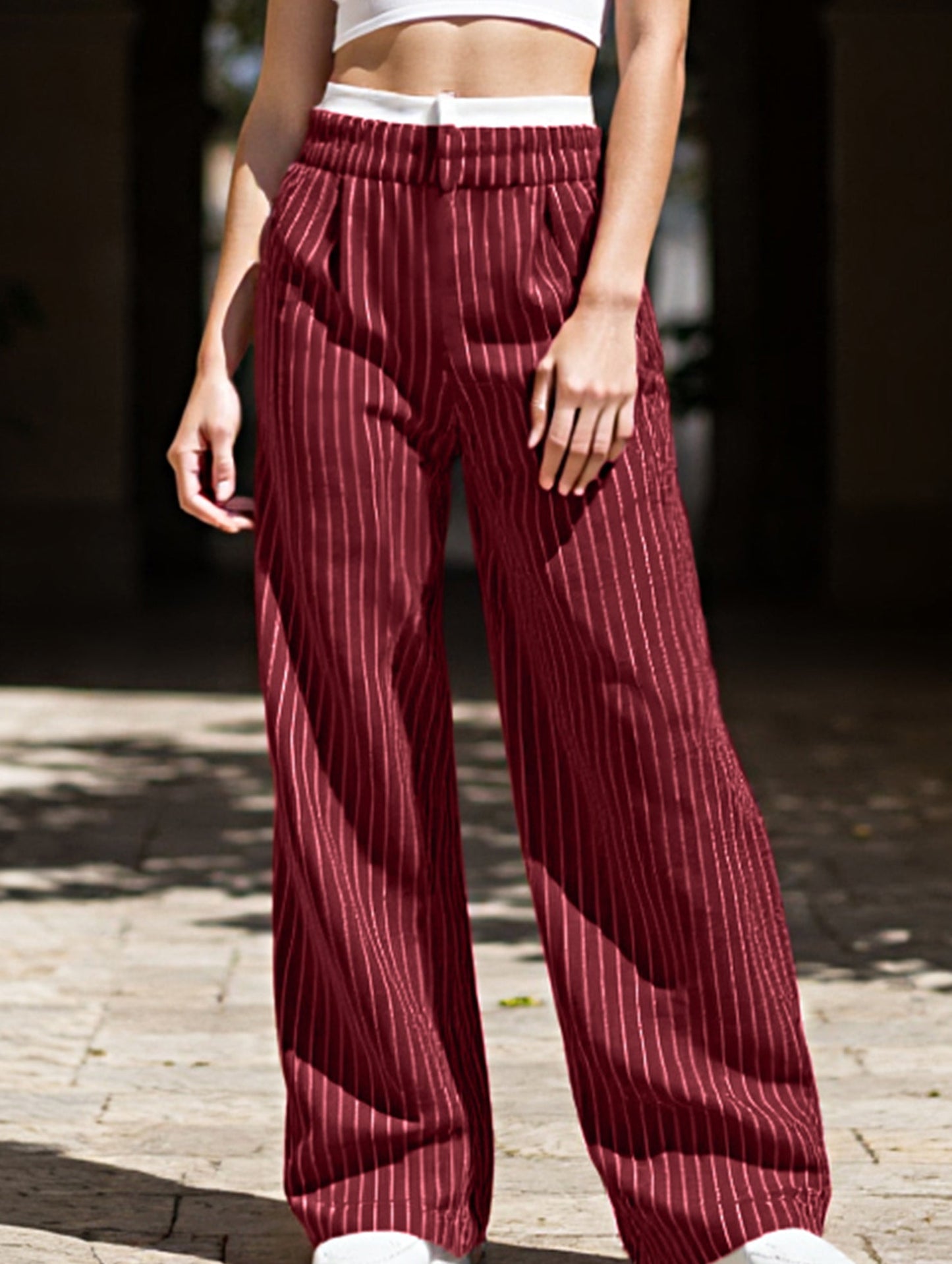 Simple high-waisted straight-leg pants