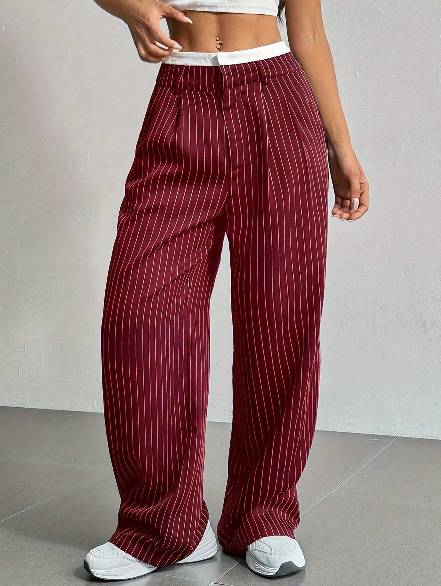 Simple high-waisted straight-leg pants