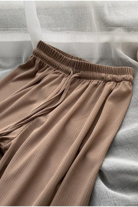 DRAWSTRING CORDUROY COZY CASUAL PANTS - Doublju