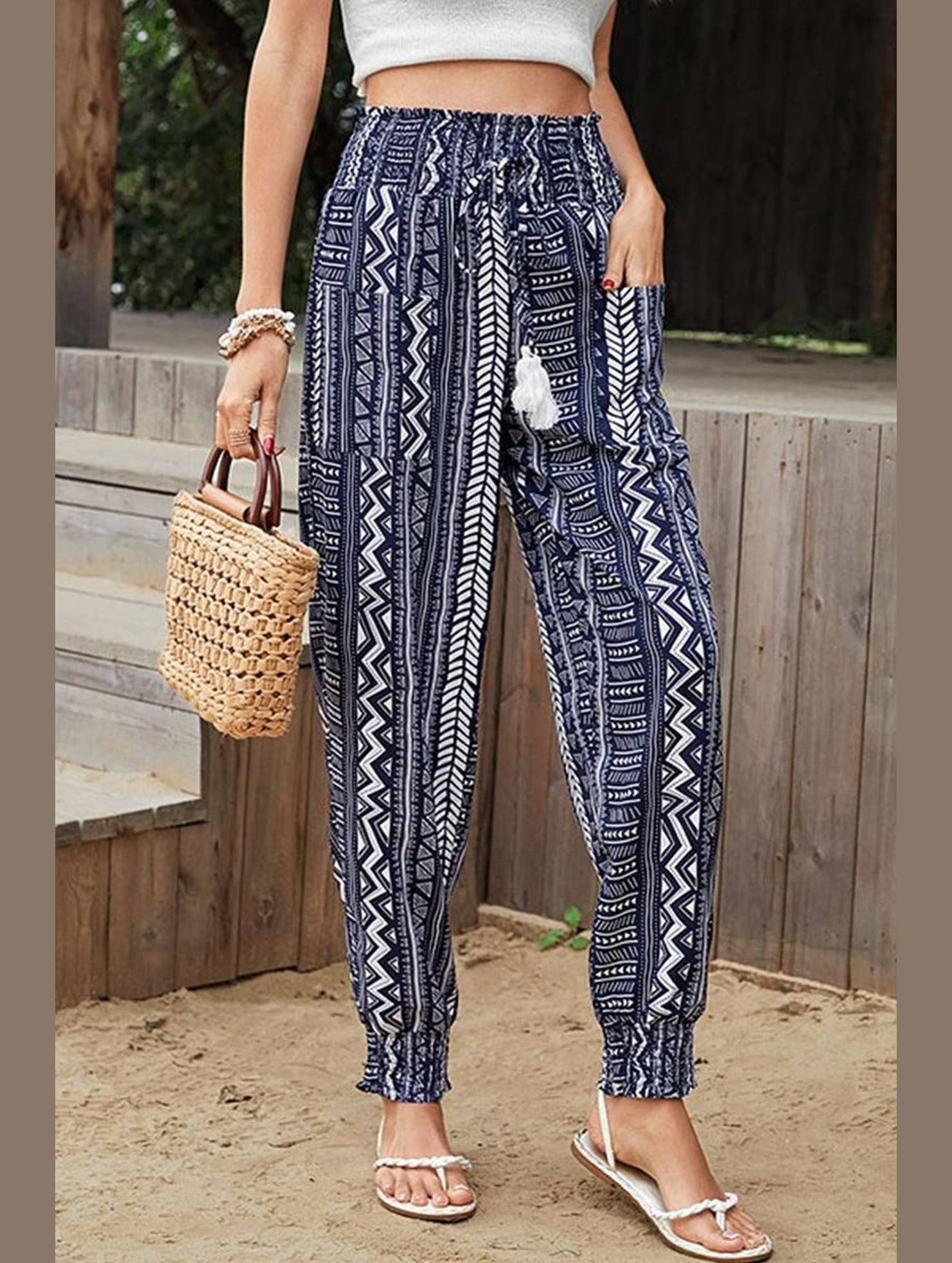 BOHEMIAN TASSEL JOGGER PANTS - Doublju