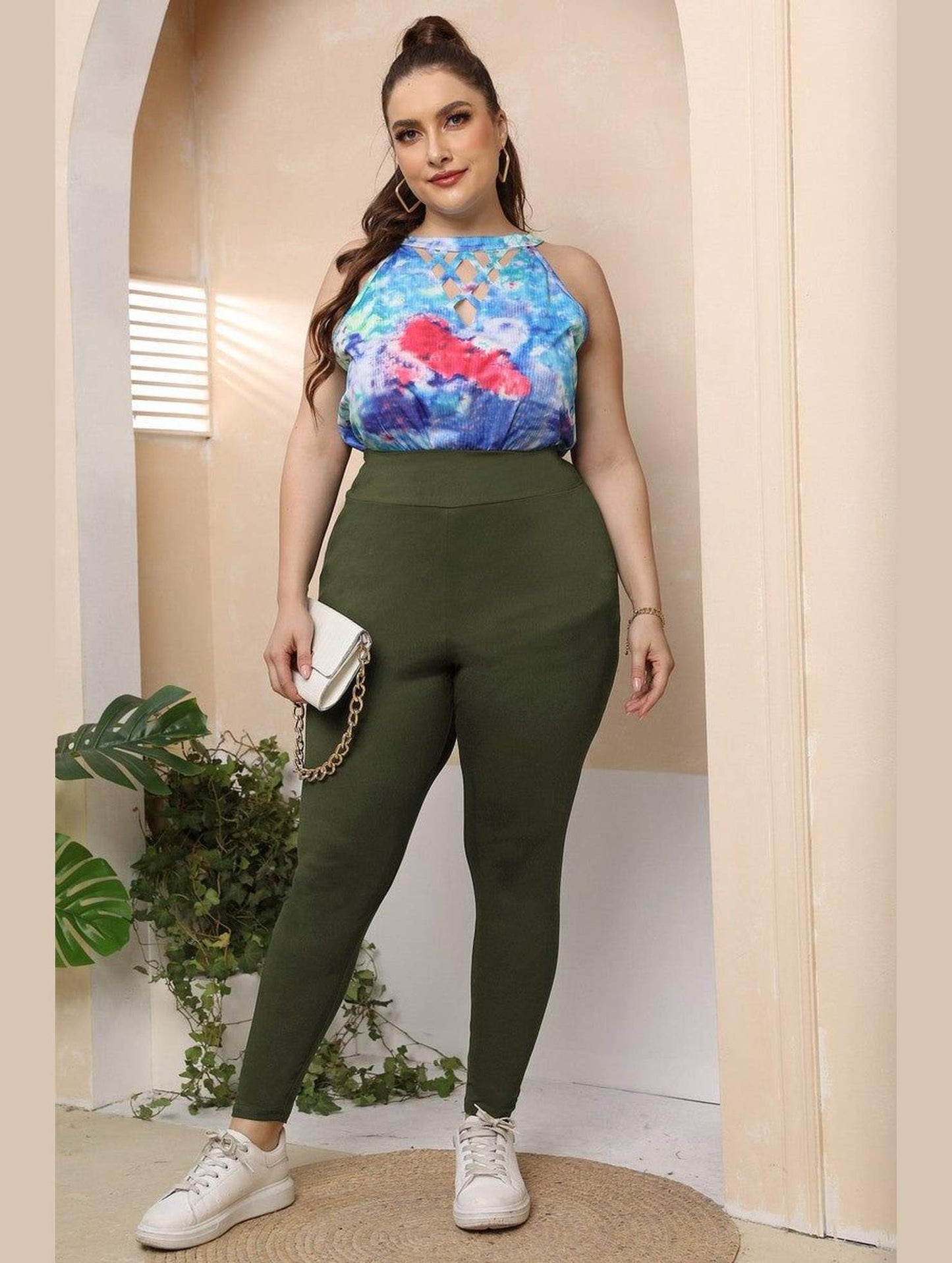 WOMEN PLUS SIZE ELASTIC WAIST LONG PANTS