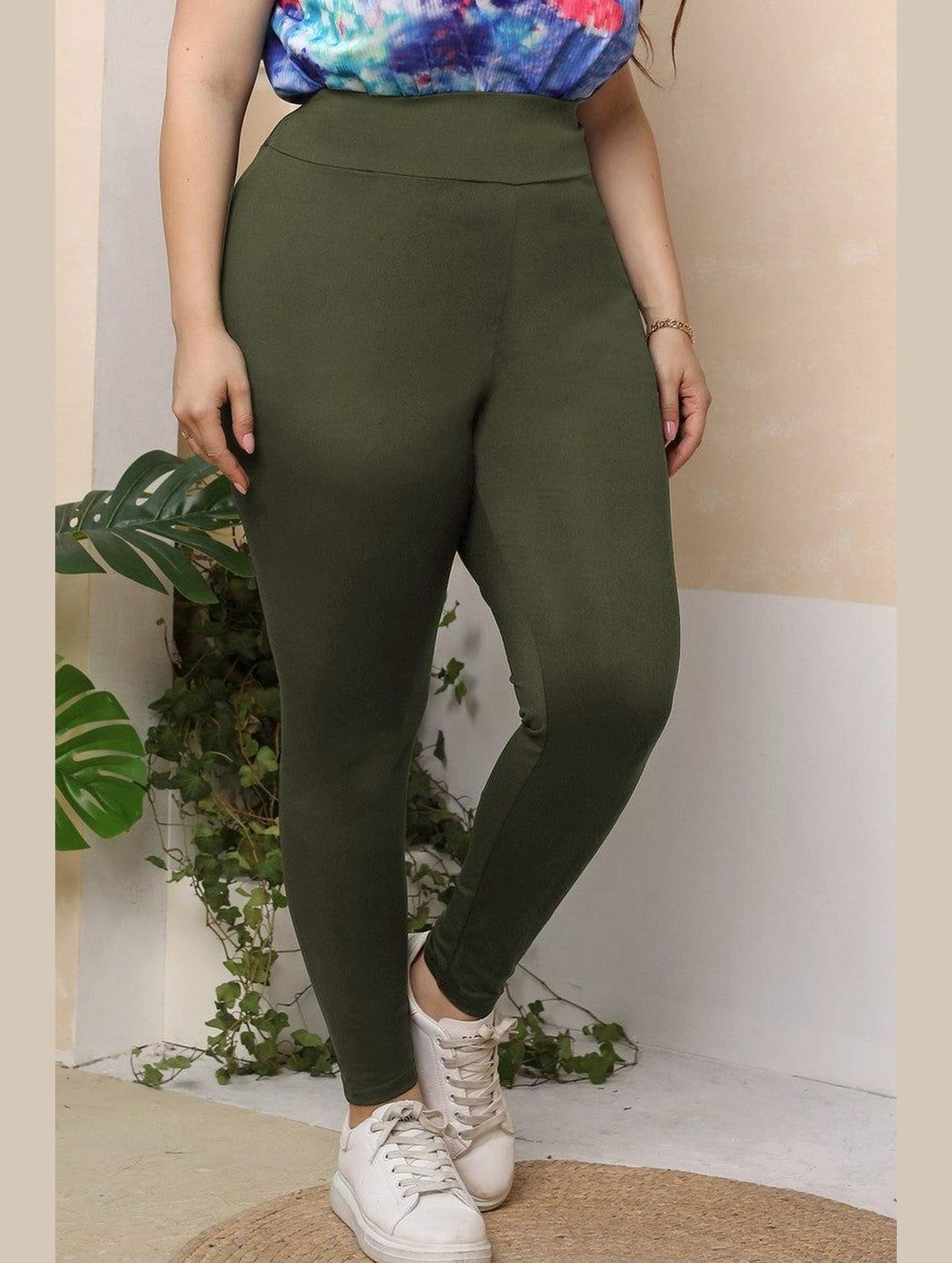 WOMEN PLUS SIZE ELASTIC WAIST LONG PANTS