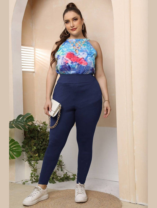 WOMEN PLUS SIZE ELASTIC WAIST LONG PANTS