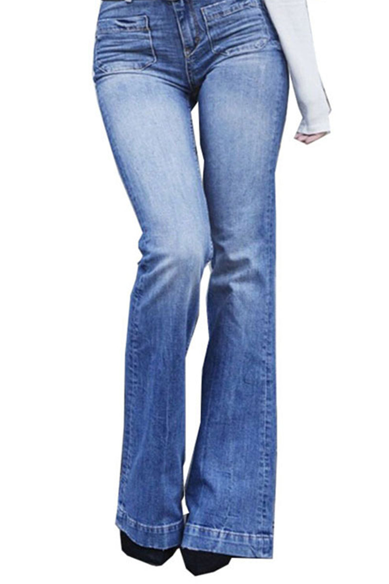 WOMEN'S JEANS BOOTCUT BELL BOTTOM FULL LENGTH DENIM POCKET MICRO-ELASTIC MID WAIST FASHION STREETWEAR STREET DAILY