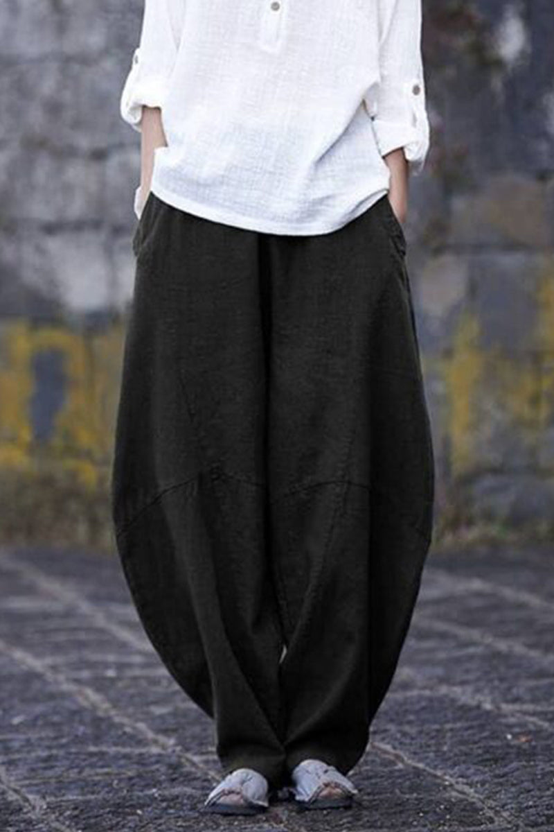 WOMEN'S CHINOS PANTS TROUSERS BLOOMERS FULL LENGTH COTTON AND LINEN POCKET BAGGY MICRO-ELASTIC HIGH WAIST SIMPLE CASUAL STREET DAILY CUTICOLOR