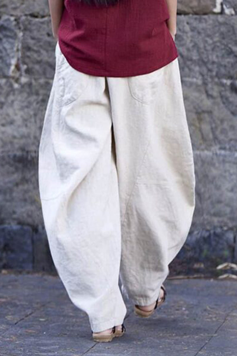 WOMEN'S CHINOS PANTS TROUSERS BLOOMERS FULL LENGTH COTTON AND LINEN POCKET BAGGY MICRO-ELASTIC HIGH WAIST SIMPLE CASUAL STREET DAILY CUTICOLOR