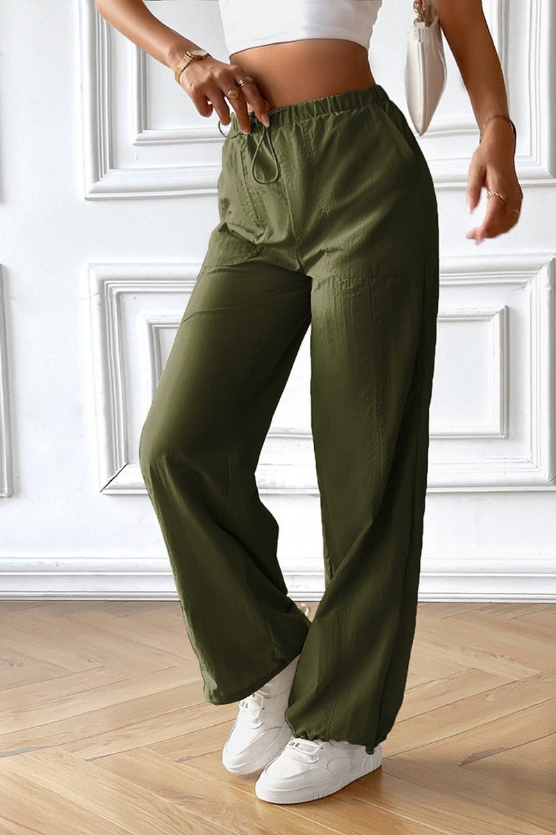 WOMEN WORKING OUT ELASTIC WAIST COZY LONG PANTS
