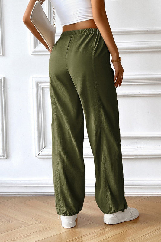 WOMEN WORKING OUT ELASTIC WAIST COZY LONG PANTS