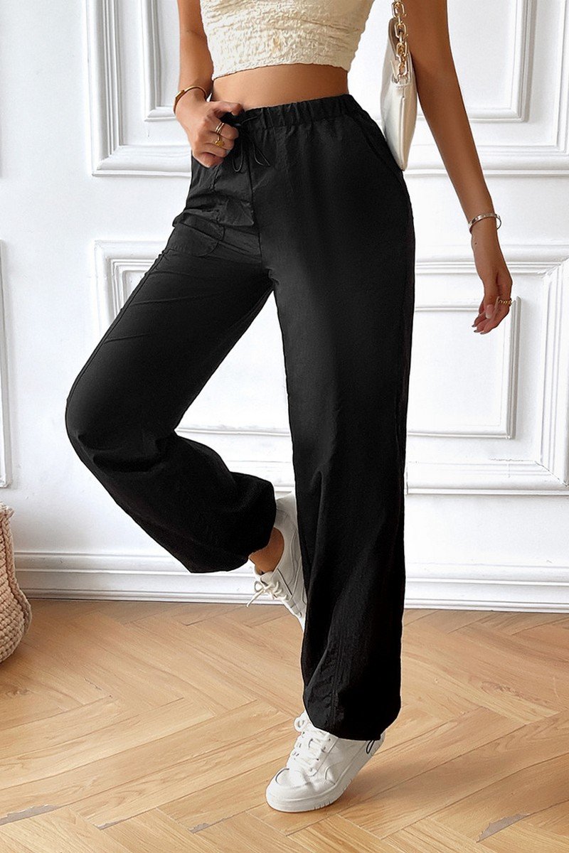 WOMEN WORKING OUT ELASTIC WAIST COZY LONG PANTS
