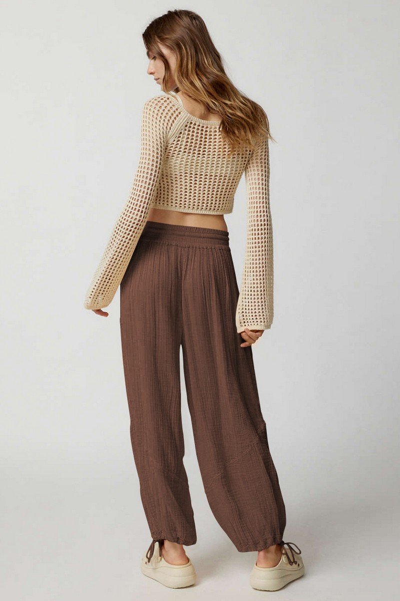 WOMEN DRAWSTRING COZY FALL AUTUM HOME LONG PANTS