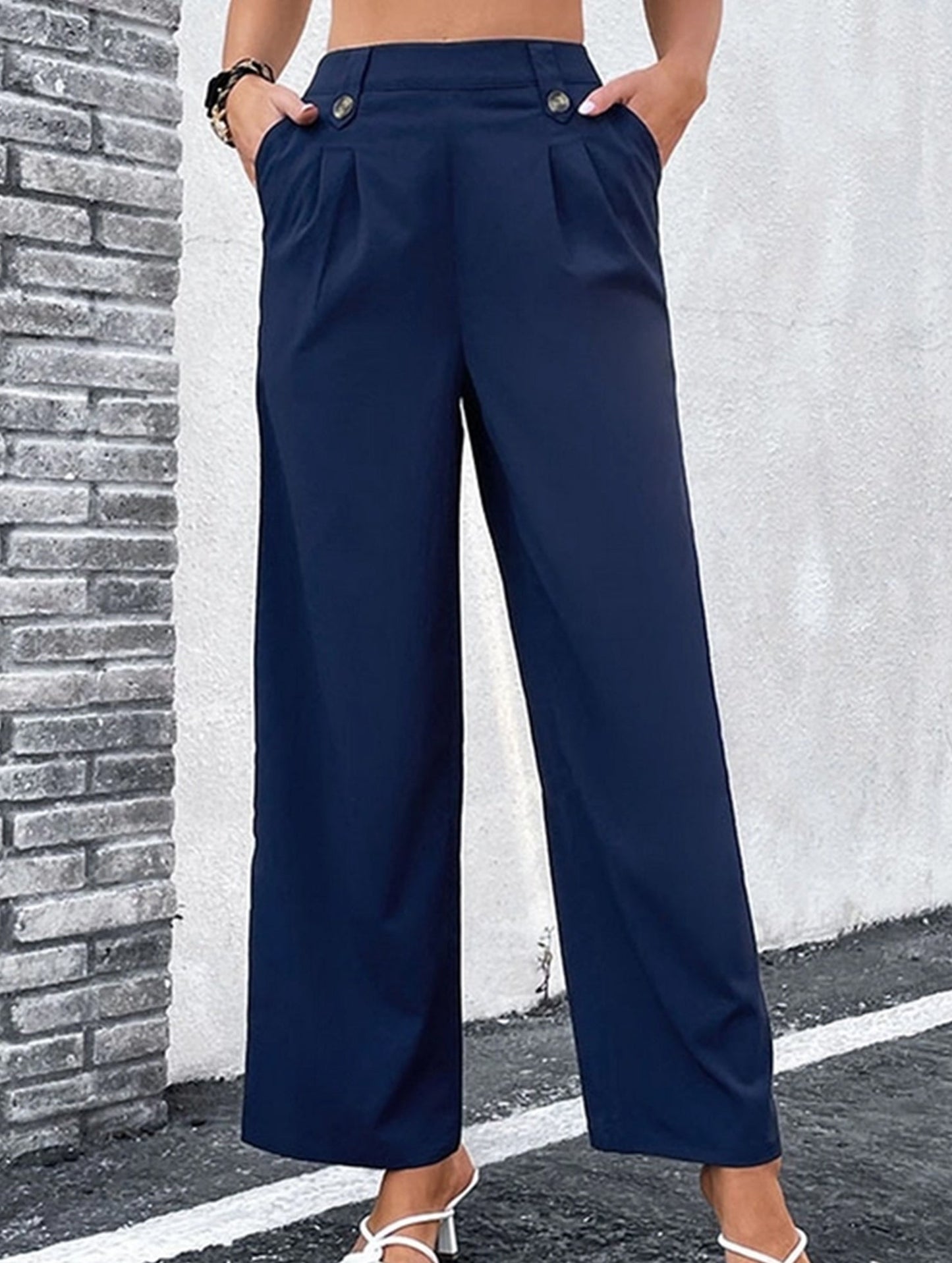 SOLID COLOR SLIM FIT STRAIGHT LEG PANTS_CWBLP0476