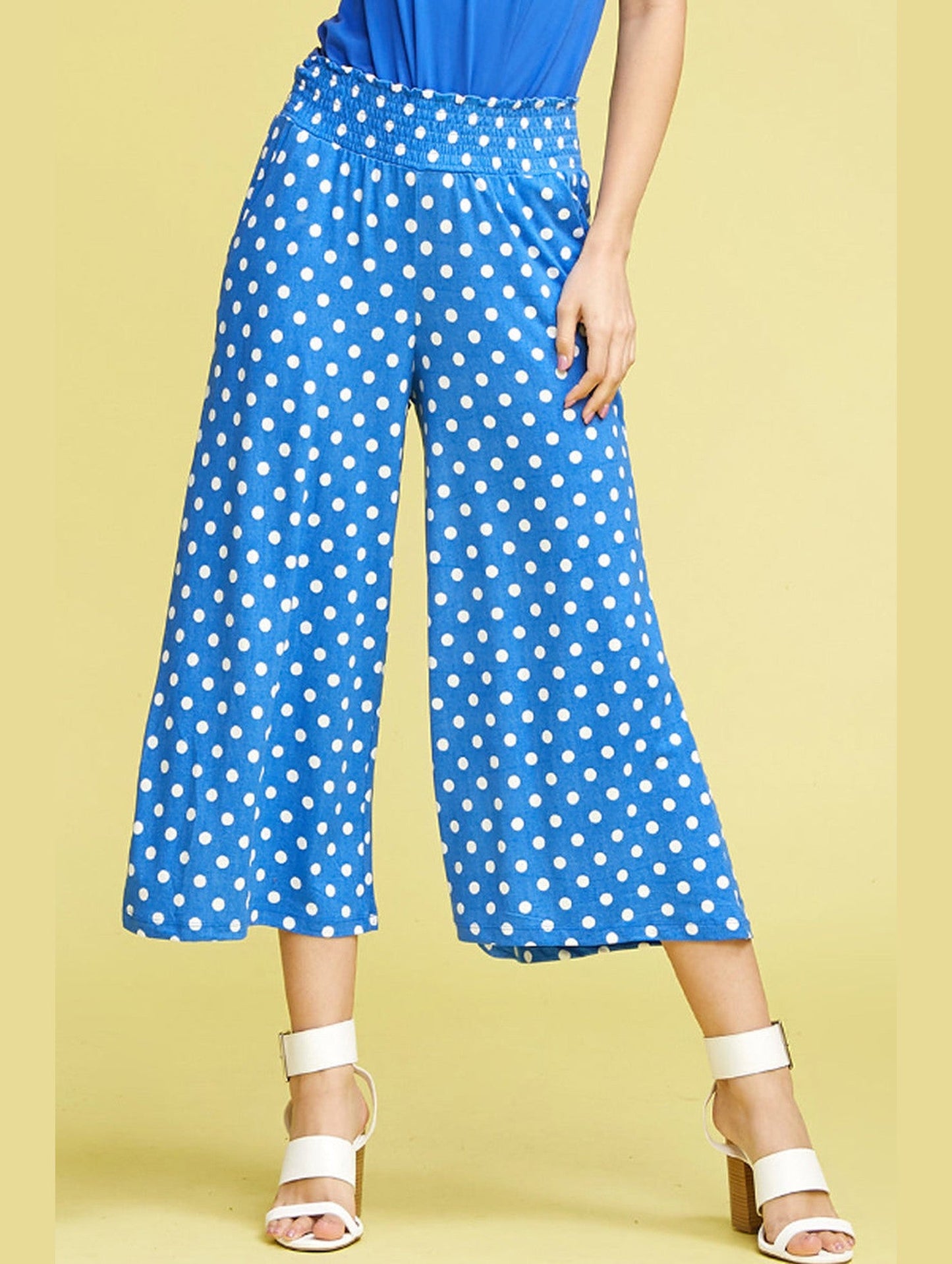 SMOCKED WAIST BEND GAUCHO PANTS