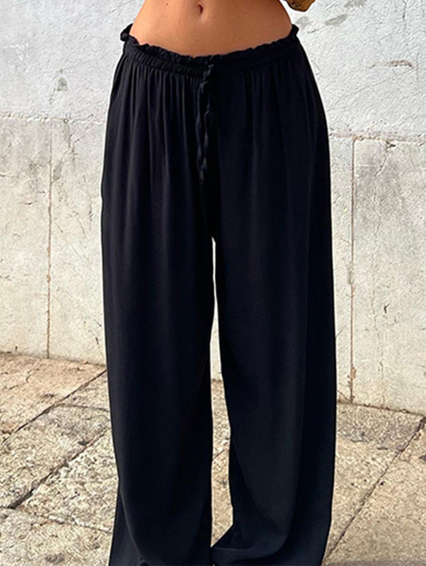 Solid color loose straight tube drop knit pants