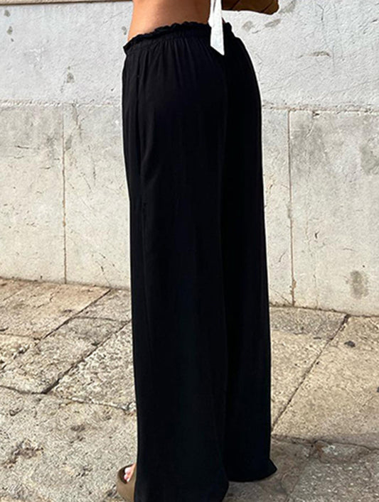 Solid color loose straight tube drop knit pants