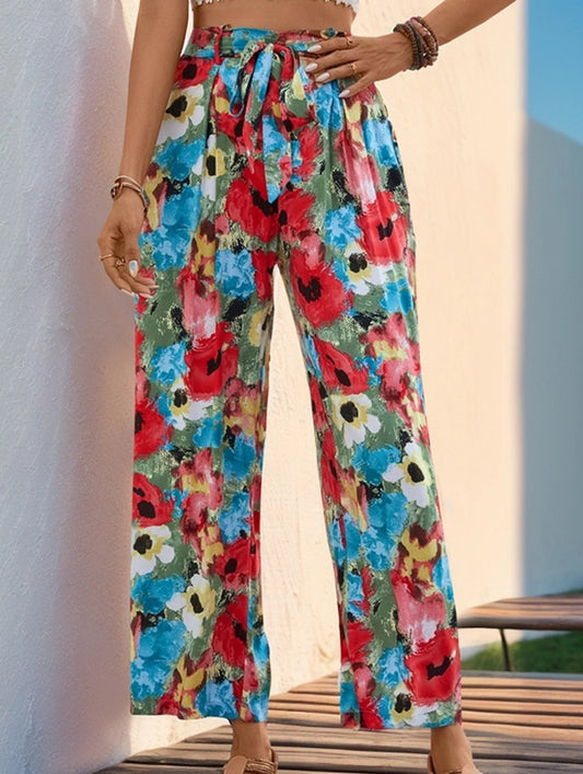 Personalized printed high-waisted casual pants