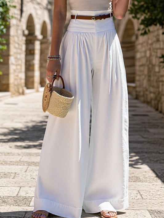 High-Waisted Wide-Leg Pants ??Solid Color, Casual & Chic, S??œXL
