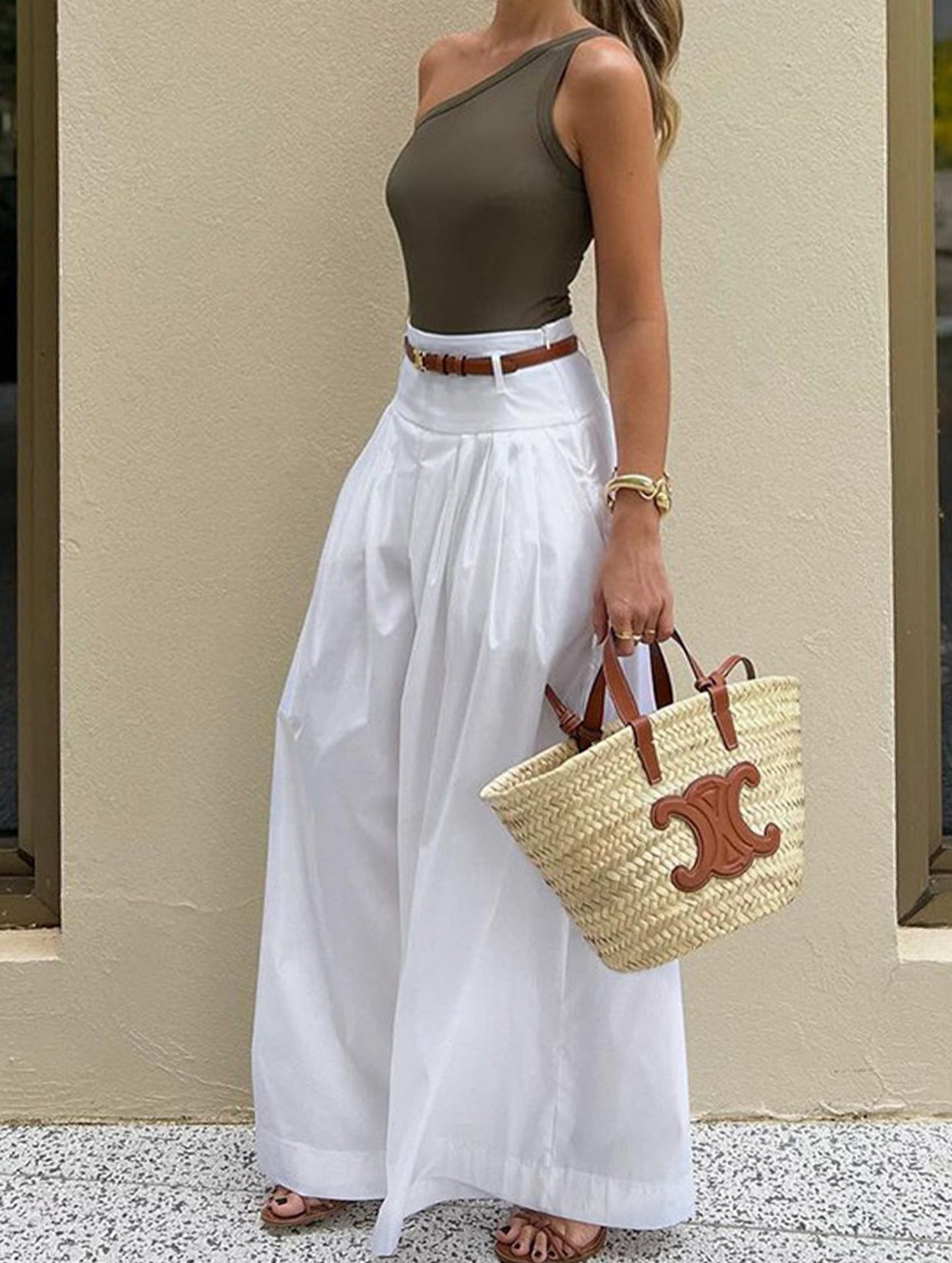 High-Waisted Wide-Leg Pants ??Solid Color, Casual & Chic, S??œXL