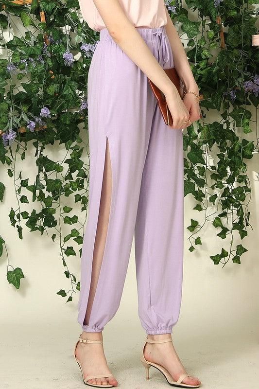 LOOSE FIT SIDE SLIT DETAILED LONG PANT - Doublju