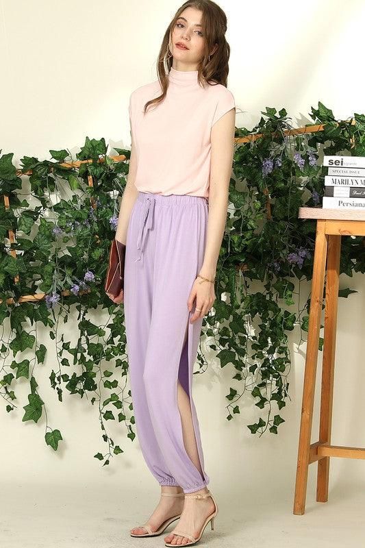 LOOSE FIT SIDE SLIT DETAILED LONG PANT - Doublju