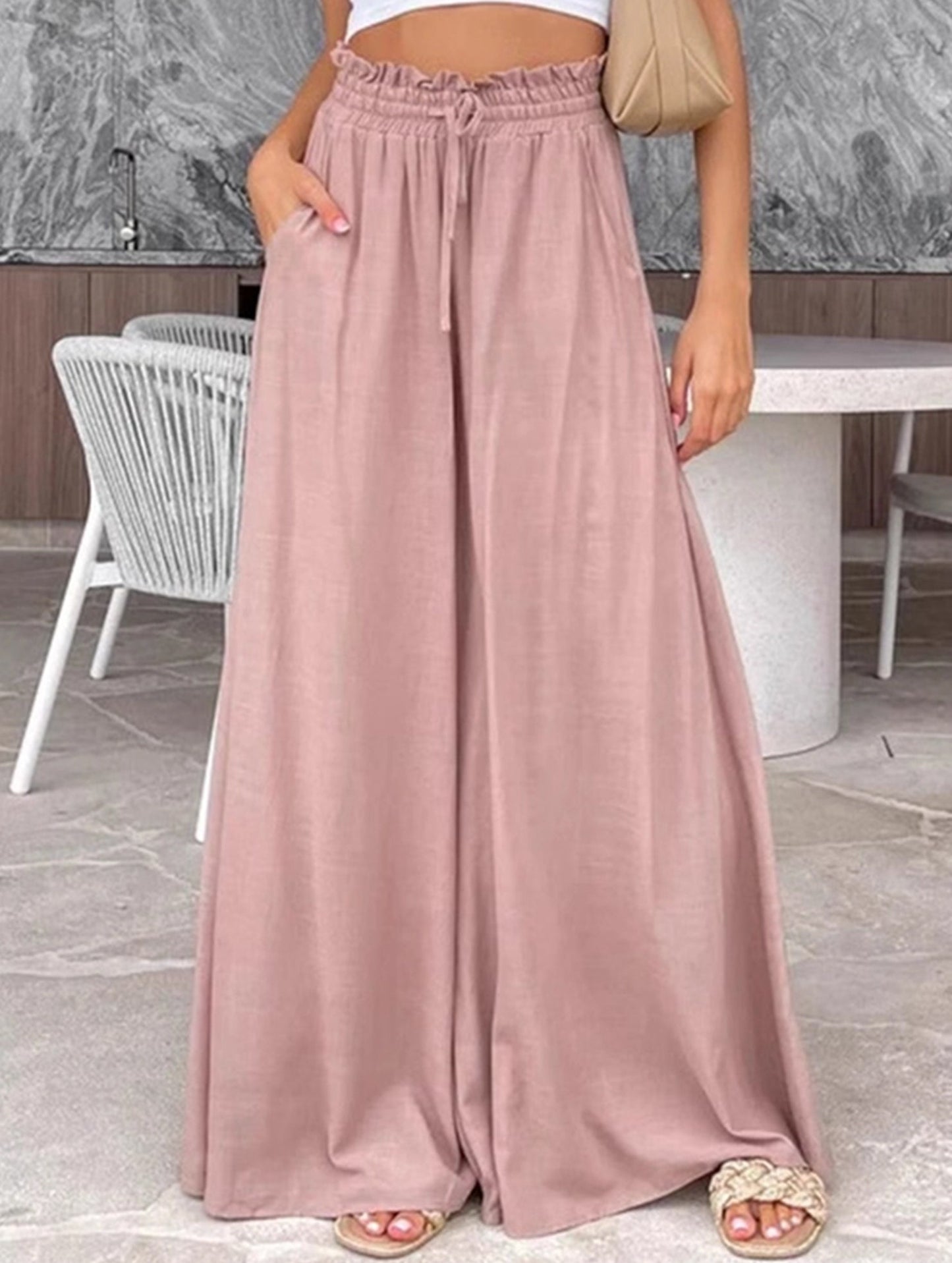Loose Wide-Leg Pants with Elastic Waist for Comfort