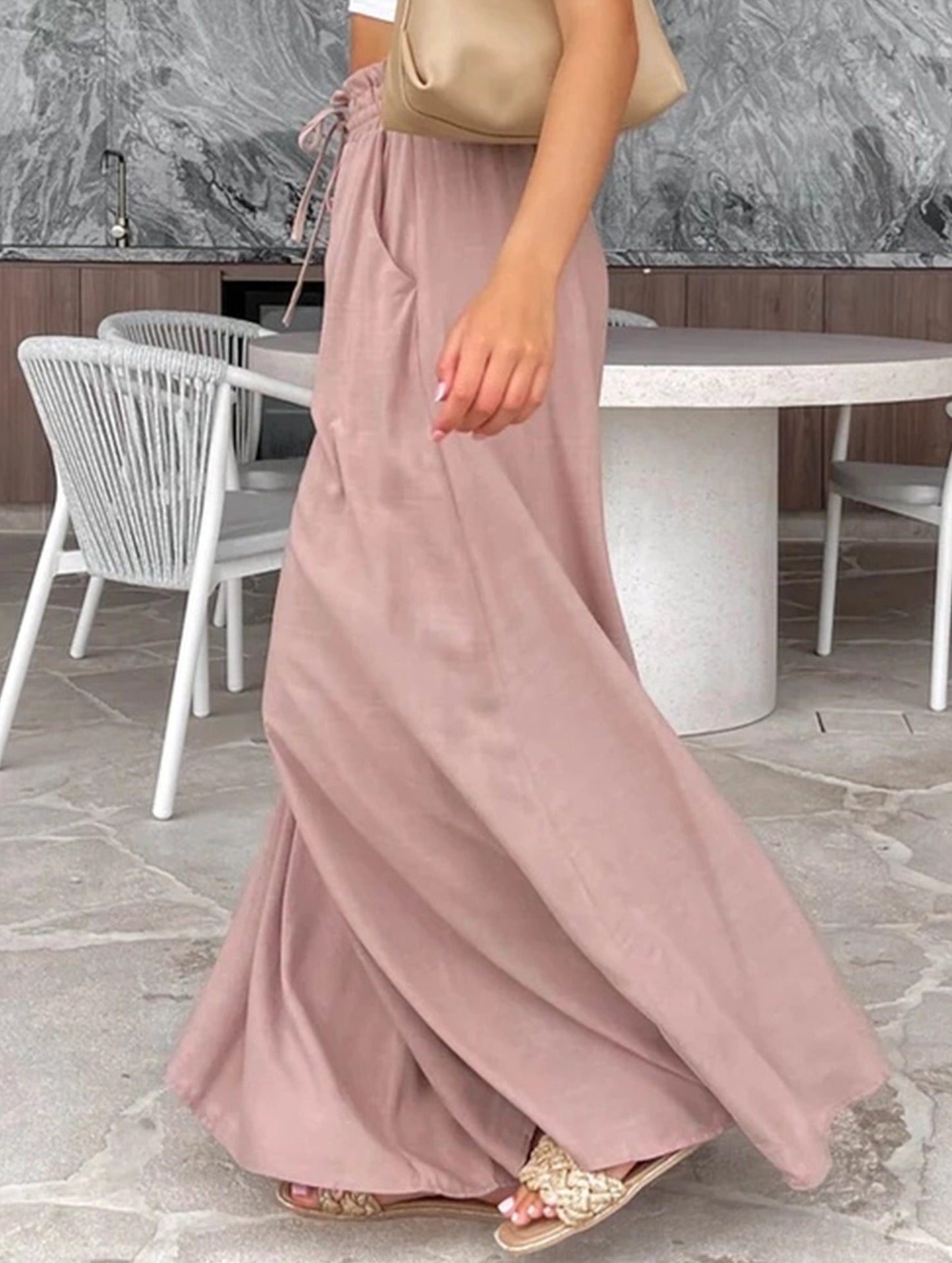 Loose Wide-Leg Pants with Elastic Waist for Comfort