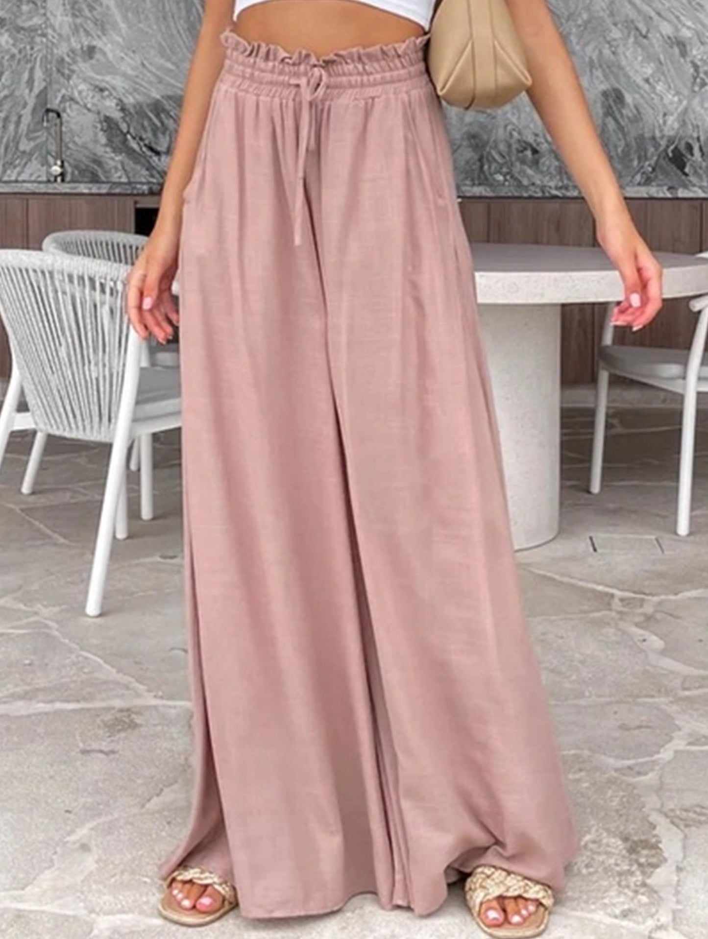 Loose Wide-Leg Pants with Elastic Waist for Comfort