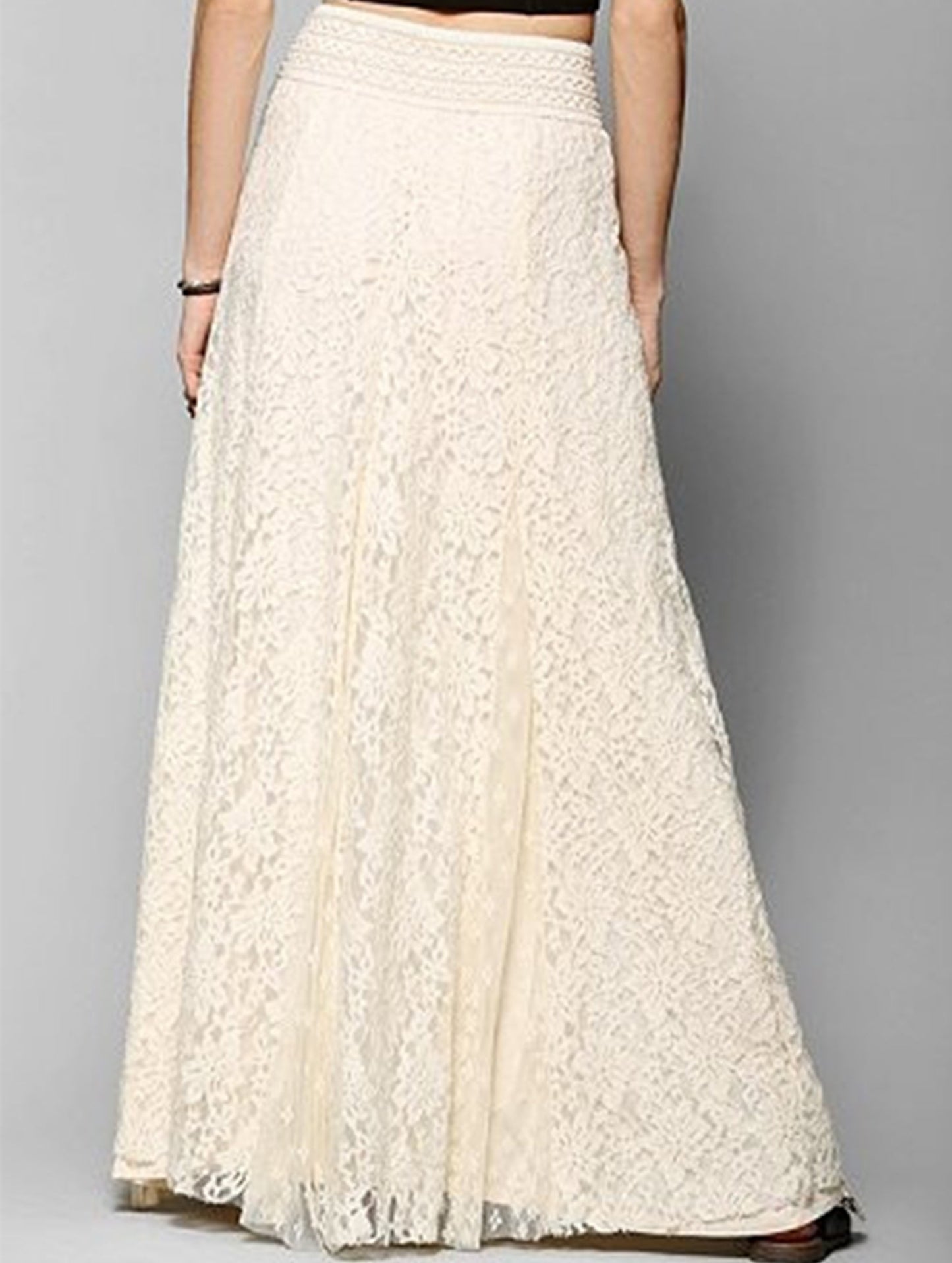 High-waisted hollow lace skirt