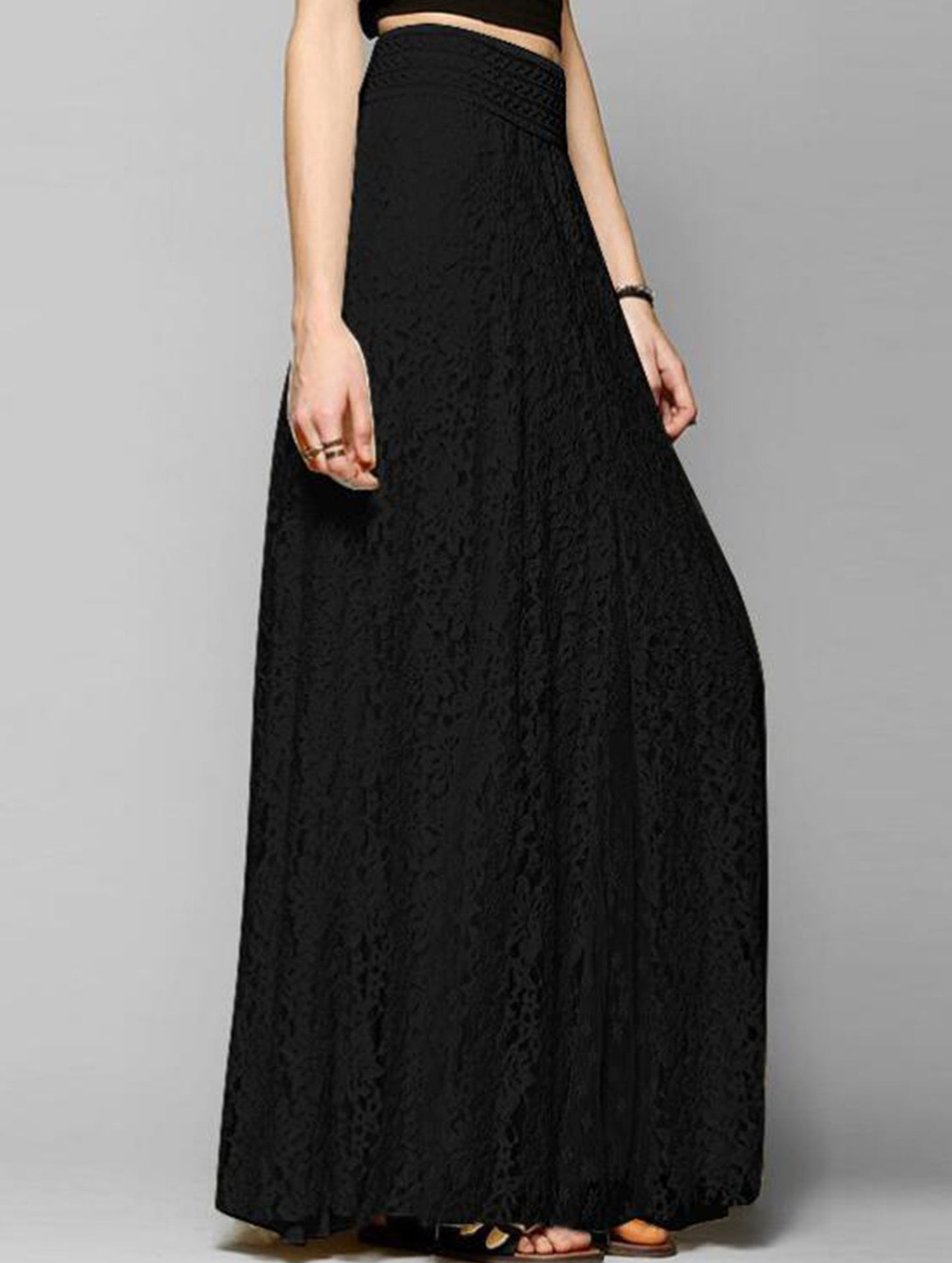 High-waisted hollow lace skirt