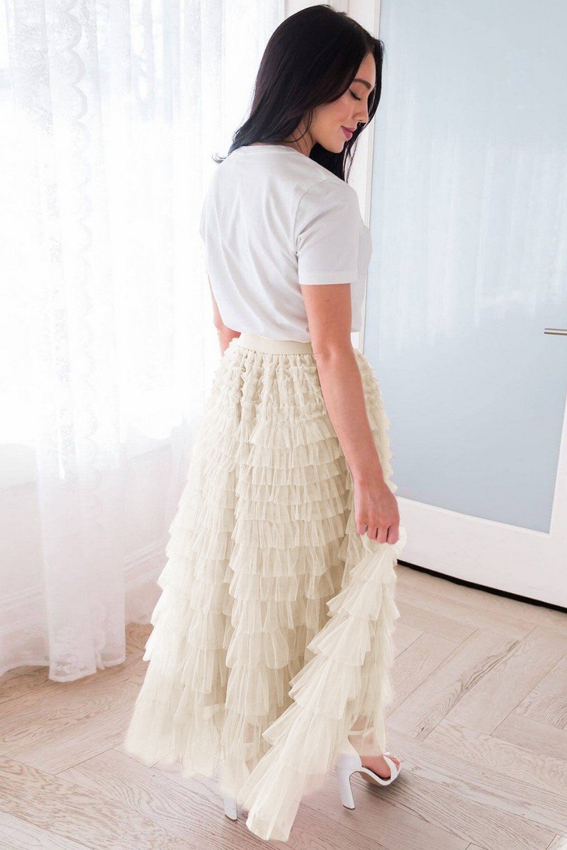 WOMEN NEW AUTUM FALL HIGH WAIST MESH A LINE SKIRT