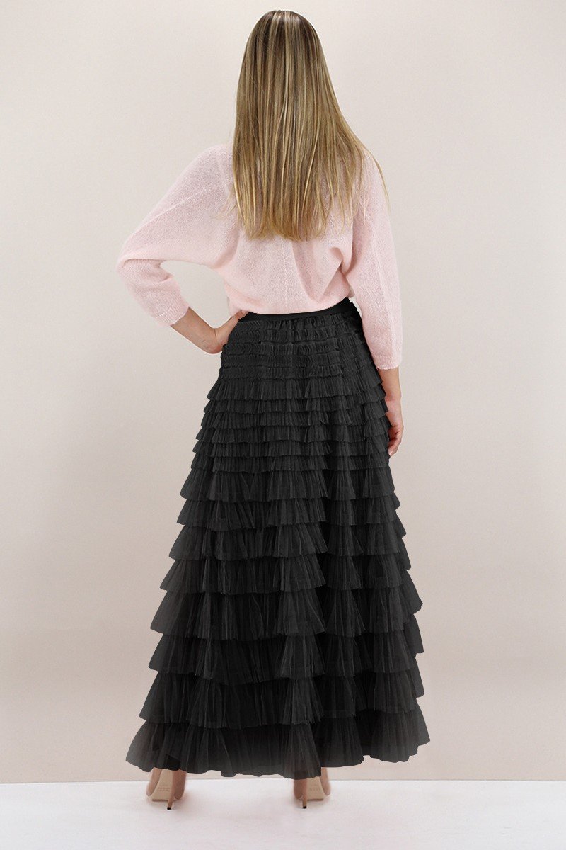 WOMEN NEW AUTUM FALL HIGH WAIST MESH A LINE SKIRT