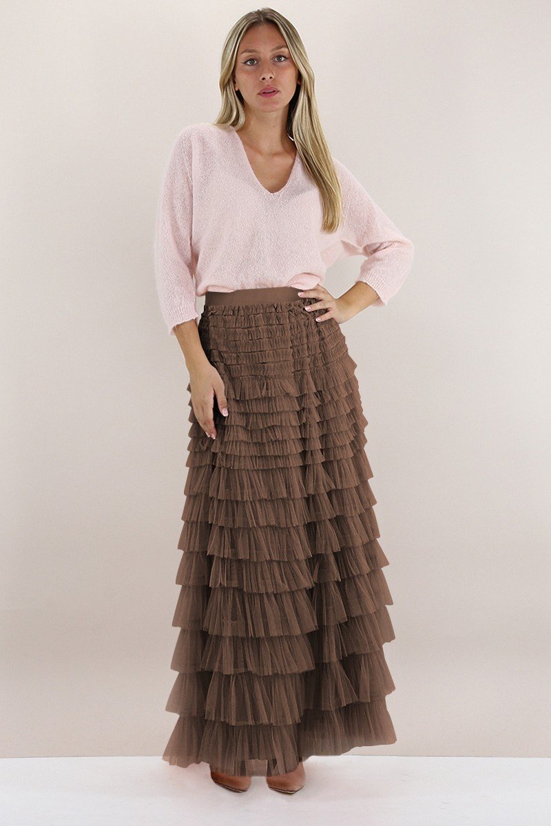 WOMEN NEW AUTUM FALL HIGH WAIST MESH A LINE SKIRT