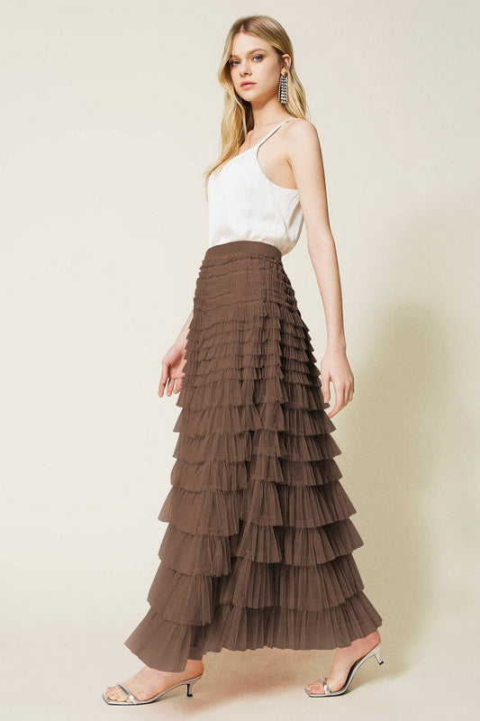 WOMEN NEW AUTUM FALL HIGH WAIST MESH A LINE SKIRT