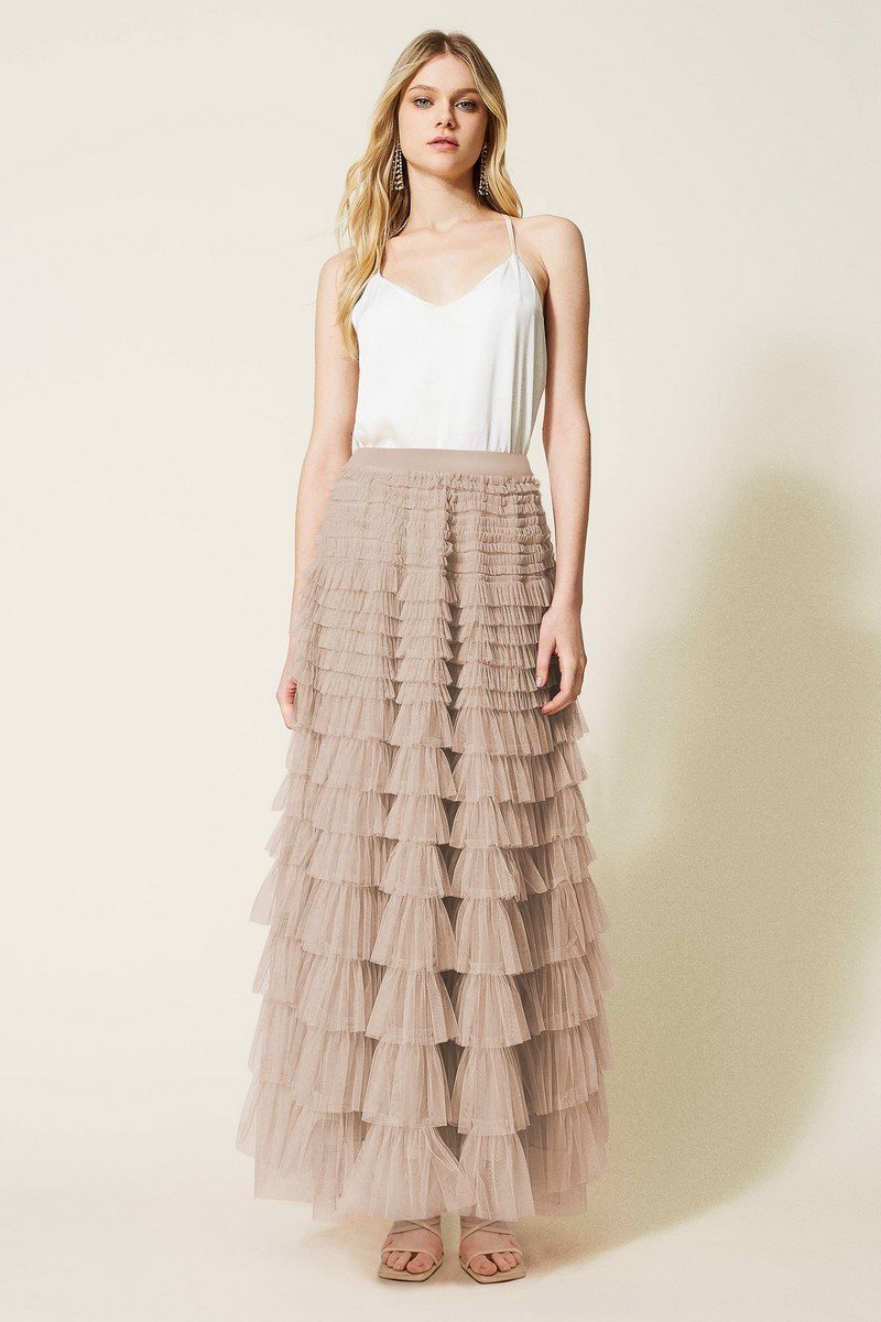 WOMEN NEW AUTUM FALL HIGH WAIST MESH A LINE SKIRT