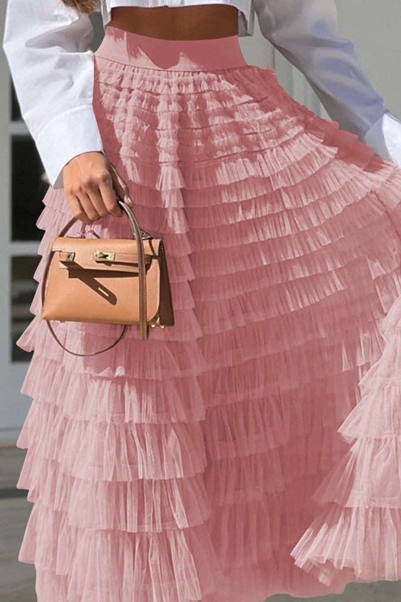 WOMEN NEW AUTUM FALL HIGH WAIST MESH A LINE SKIRT