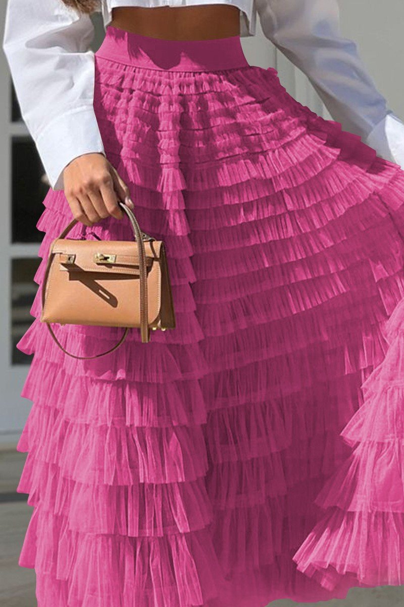 WOMEN NEW AUTUM FALL HIGH WAIST MESH A LINE SKIRT