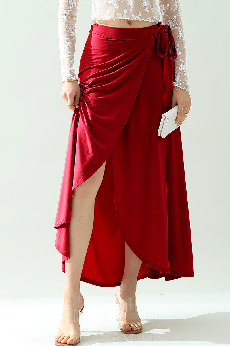 WOMEN'S BOHO SOLID & FLORAL HIGH WAISTED LONG SKIRT SUMMER BEACH MAXI WRAP SKIRTS WITH SLIT