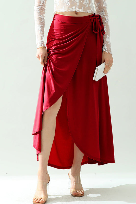 WOMEN'S BOHO SOLID & FLORAL HIGH WAISTED LONG SKIRT SUMMER BEACH MAXI WRAP SKIRTS WITH SLIT