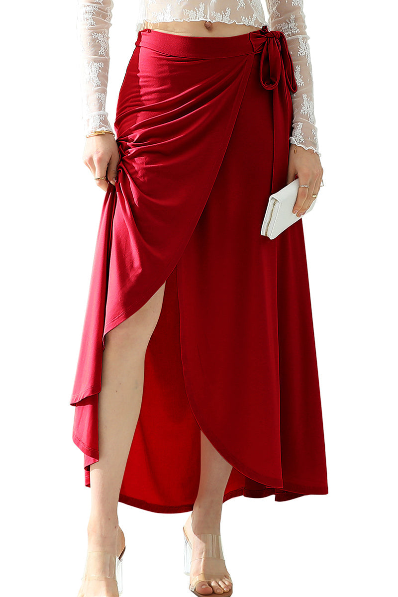WOMEN'S BOHO SOLID & FLORAL HIGH WAISTED LONG SKIRT SUMMER BEACH MAXI WRAP SKIRTS WITH SLIT