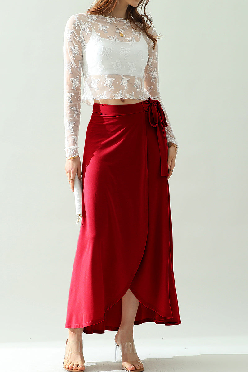 WOMEN'S BOHO SOLID & FLORAL HIGH WAISTED LONG SKIRT SUMMER BEACH MAXI WRAP SKIRTS WITH SLIT