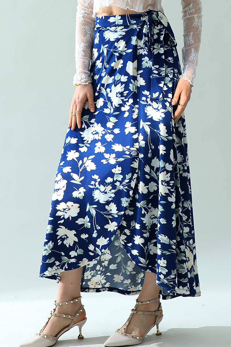 WOMEN'S BOHO SOLID & FLORAL HIGH WAISTED LONG SKIRT SUMMER BEACH MAXI WRAP SKIRTS WITH SLIT