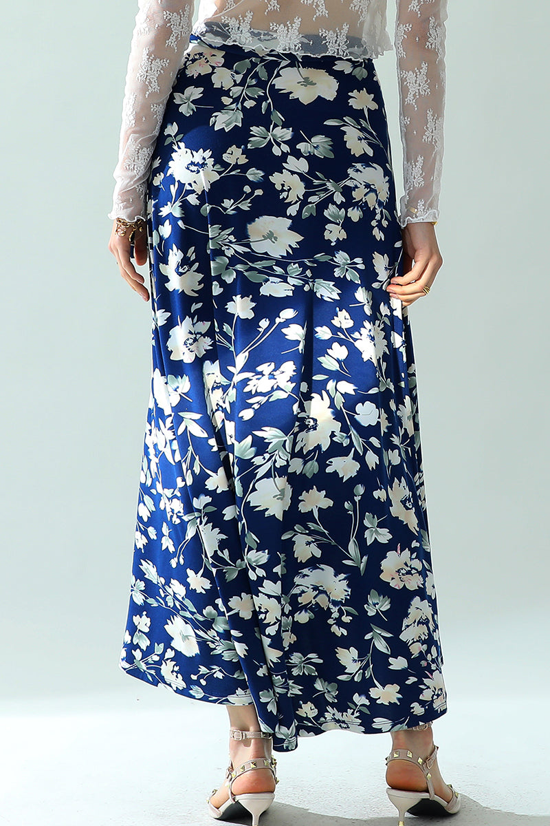 WOMEN'S BOHO SOLID & FLORAL HIGH WAISTED LONG SKIRT SUMMER BEACH MAXI WRAP SKIRTS WITH SLIT