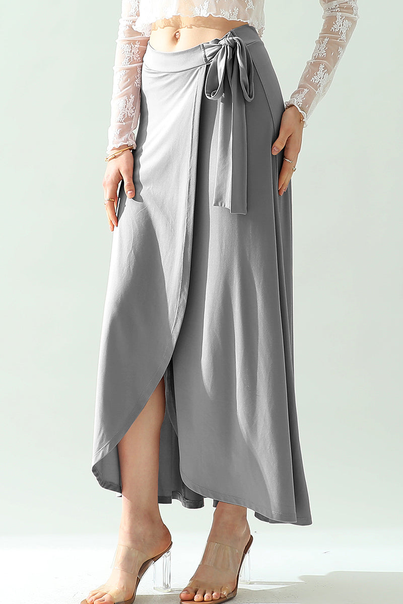 WOMEN'S BOHO SOLID & FLORAL HIGH WAISTED LONG SKIRT SUMMER BEACH MAXI WRAP SKIRTS WITH SLIT