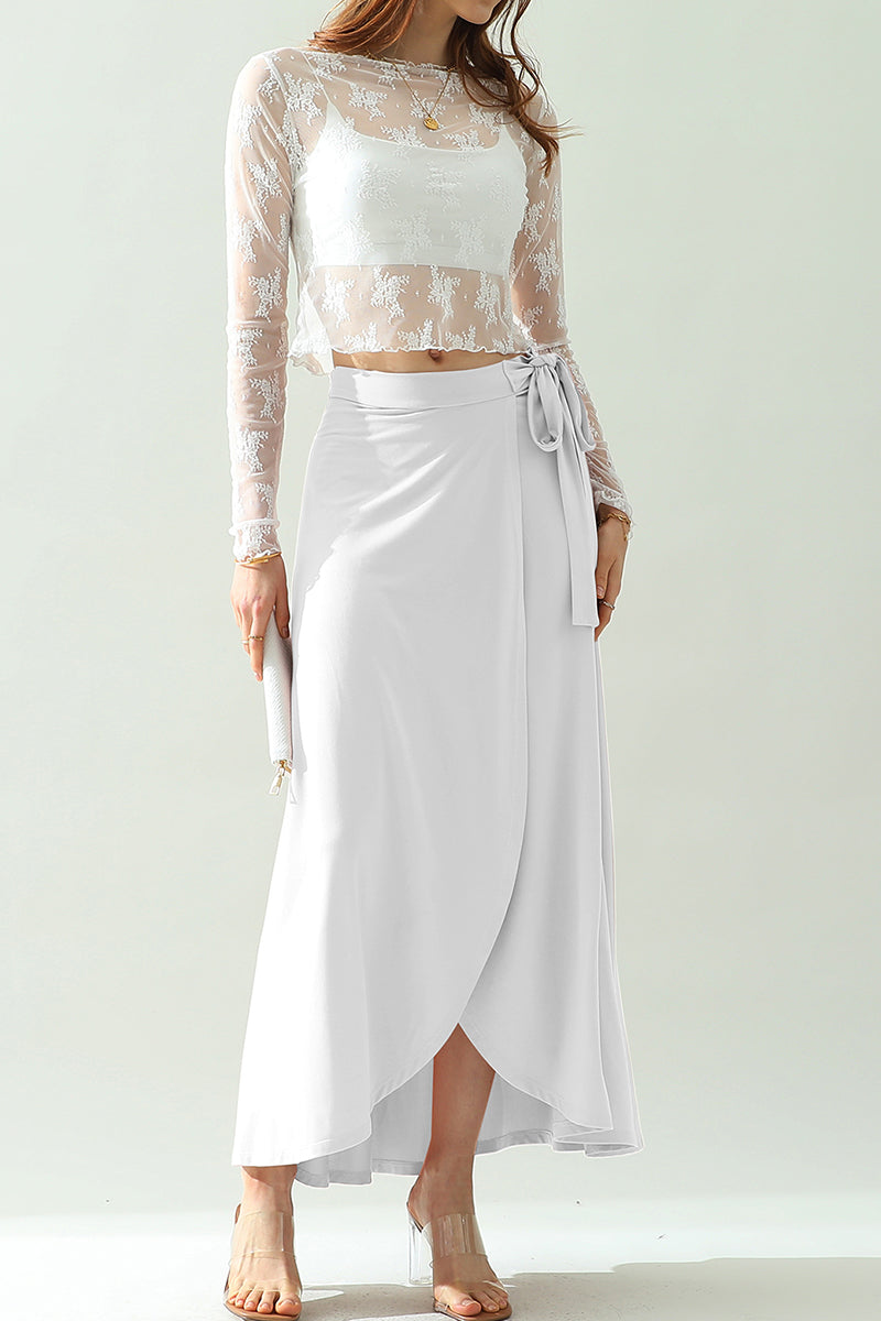 WOMEN'S BOHO SOLID & FLORAL HIGH WAISTED LONG SKIRT SUMMER BEACH MAXI WRAP SKIRTS WITH SLIT